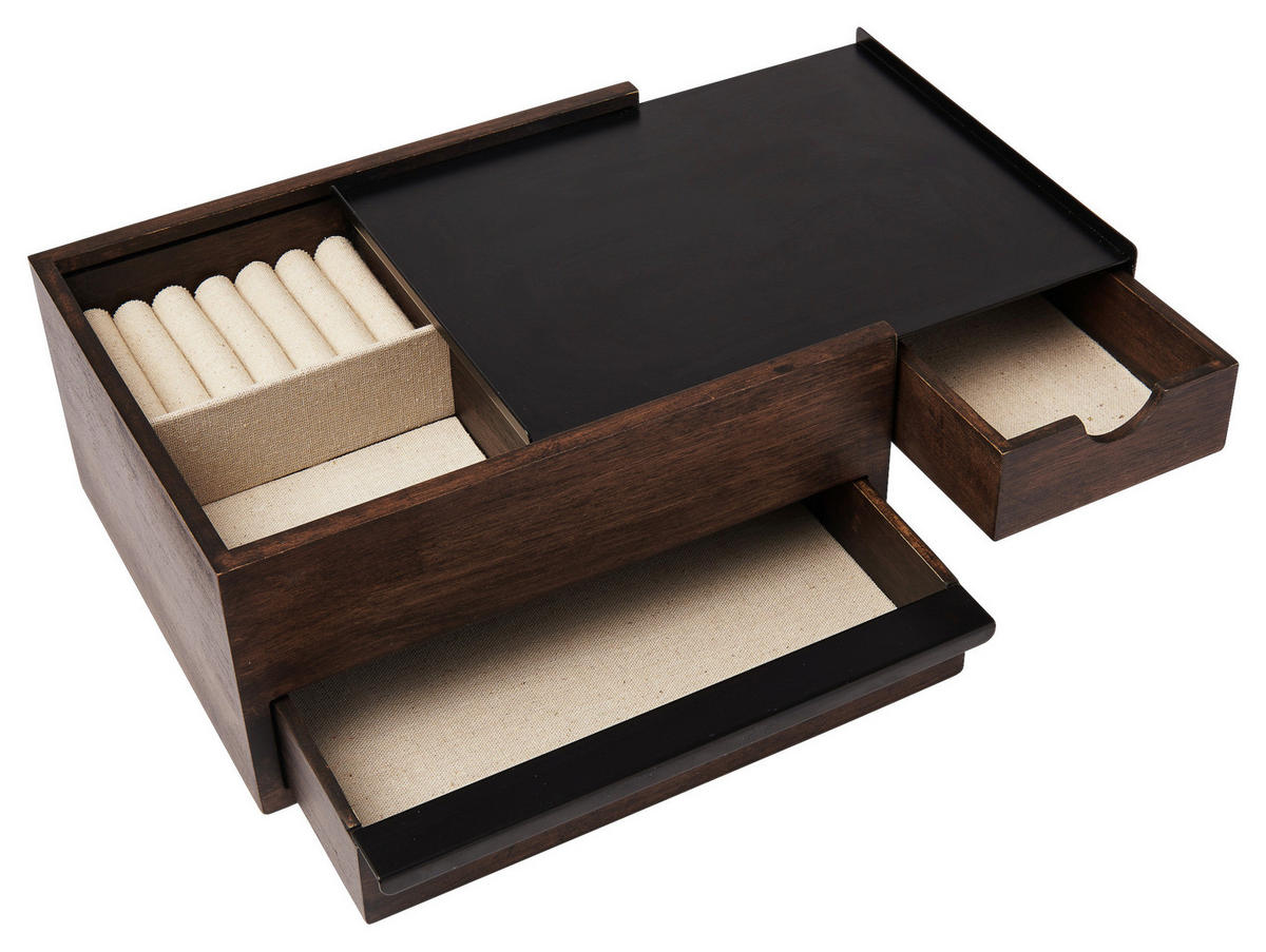 SCHMUCKBOX - Walnussfarben/Schwarz, Design, Holz/Metall (22,1/11,9/25,9cm) - Umbra