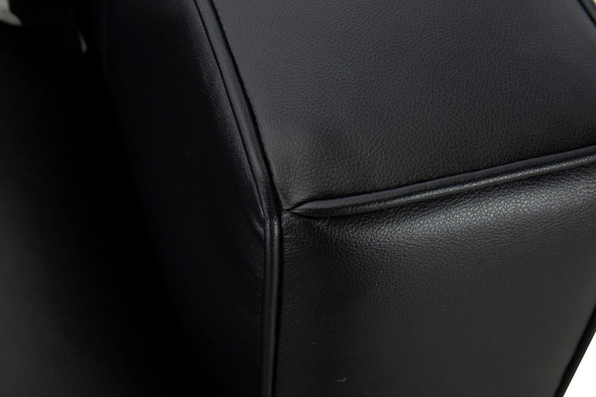 3-SITZER-SOFA LOTTA Lederlook Schwarz  - Schwarz/Weiß, Design, Kunststoff/Textil (232/66/95cm) - Livetastic