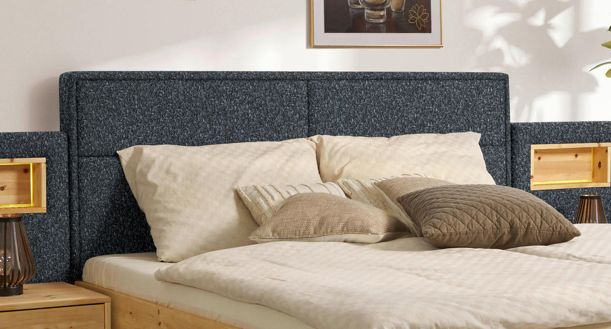 BETT 180/200 cm  in Zirbelkieferfarben, Dunkelgrau  - Dunkelgrau/Zirbelkieferfarben, Natur, Holz/Textil (180/200cm) - Valnatura