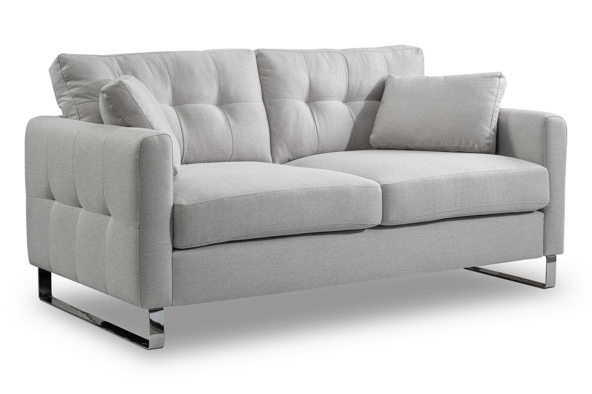 2-SITZER-SOFA HERA Flachgewebe Hellgrau  - Chromfarben/Hellgrau, Basics, Textil/Metall (172/92/94cm) - MID.YOU