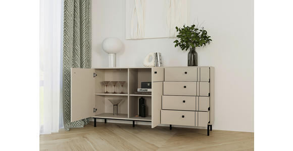 SIDEBOARD in 160,2/81,8/37 cm - Kaschmir/Schwarz, MODERN, Holzwerkstoff/Kunststoff (160,2/81,8/37cm) - Carryhome