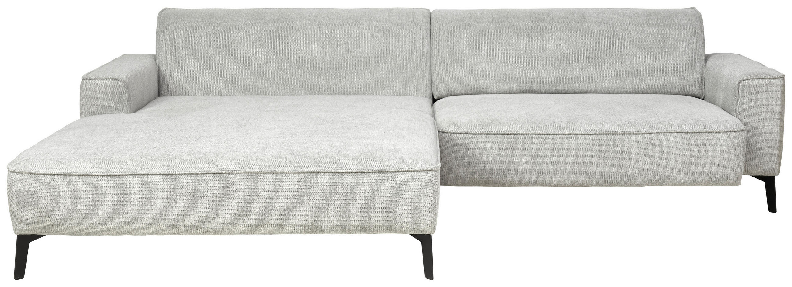 ECKSOFA in Flachgewebe Hellgrau  - Hellgrau/Schwarz, Design, Textil/Metall (190/285cm) - Johann Jakob