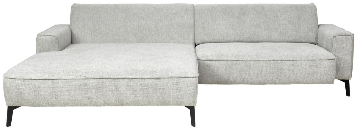 ECKSOFA in Flachgewebe Hellgrau  - Hellgrau/Schwarz, Design, Textil/Metall (190/285cm) - Johann Jakob