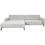 ECKSOFA in Flachgewebe Hellgrau  190/285 cm  - Hellgrau/Schwarz, Design, Textil/Metall (190/285cm) - Johann Jakob