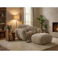 HOCKER BE FLUFFY Cord Beige  - Beige/Schwarz, MODERN, Kunststoff/Textil (92/46/74cm) - Trendmanufaktur