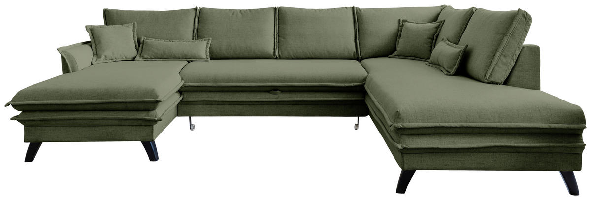 SJEDEĆA GARNITURA tekstil  zelena   - zelena/crna, Design, tekstil/drvo (150/300/200cm) - P & B