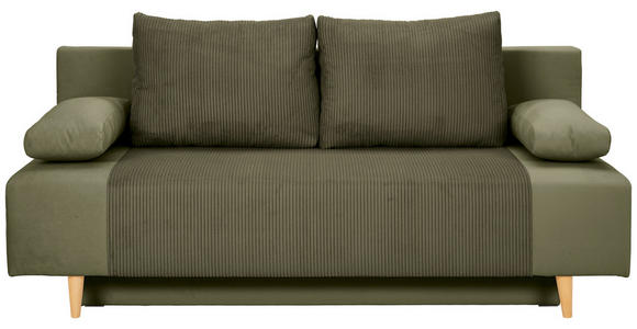 SCHLAFSOFA  in Cord, Velours Olivgrün  - Buchefarben/Creme, KONVENTIONELL, Holz/Textil (191/92/89cm) - Carryhome