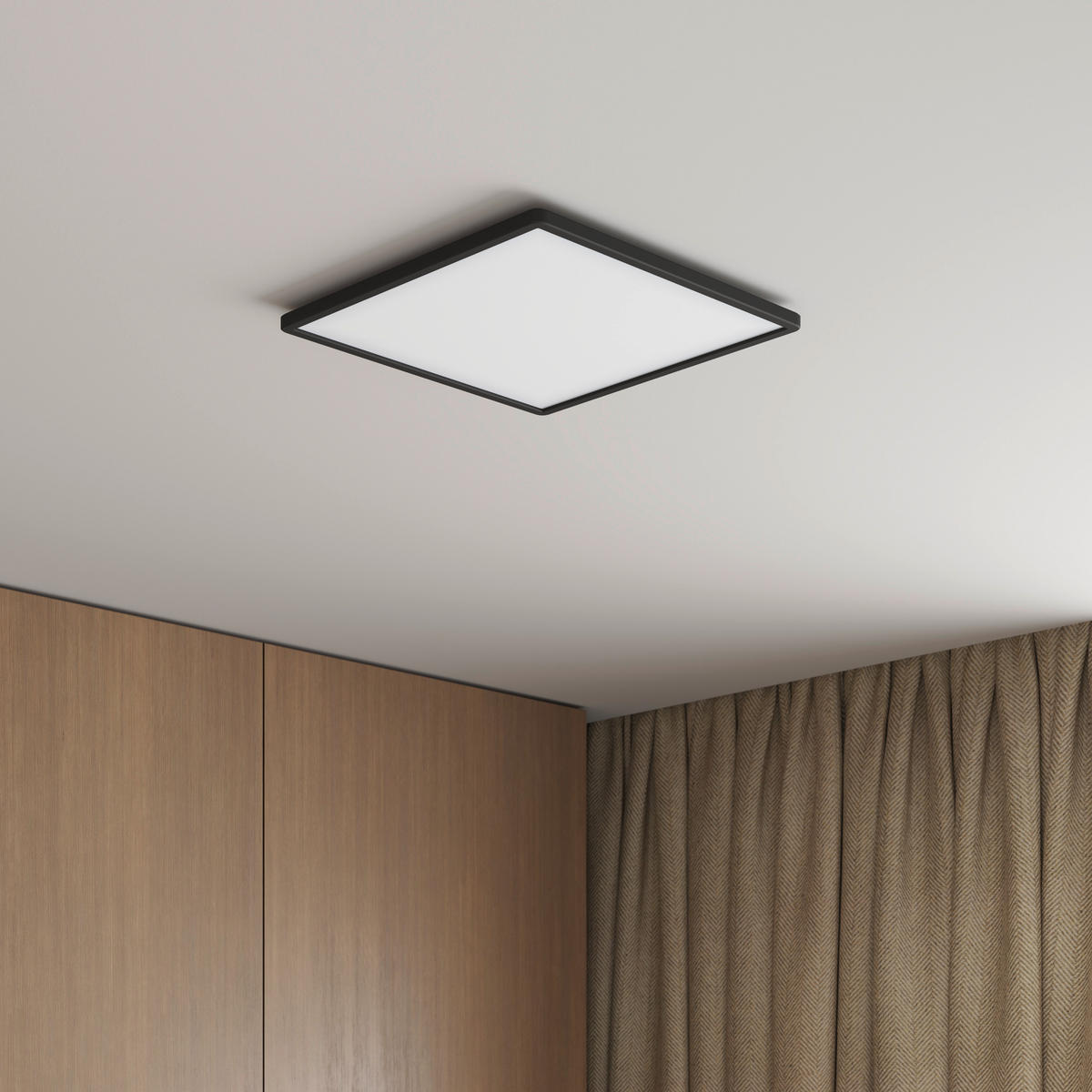 LED MENNYEZETI LÁMPA - fekete, Basics, műanyag (42/42/2,9cm) - Novel