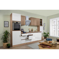 KÜCHENBLOCK 330 cm   in Weiss Hochglanz, Eichefarben  - Weiss Hochglanz/Eichefarben, Basics, Holzwerkstoff (330cm) - Respekta