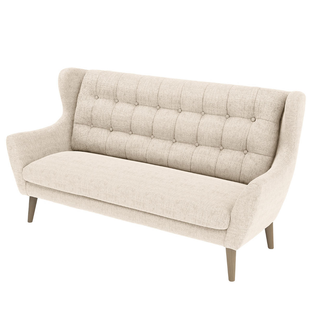 3-SITZER-SOFA in Webstoff Silberfarben  - Eichefarben/Silberfarben, Konventionell, Holz/Textil (197/107/94cm) - Trendmanufaktur