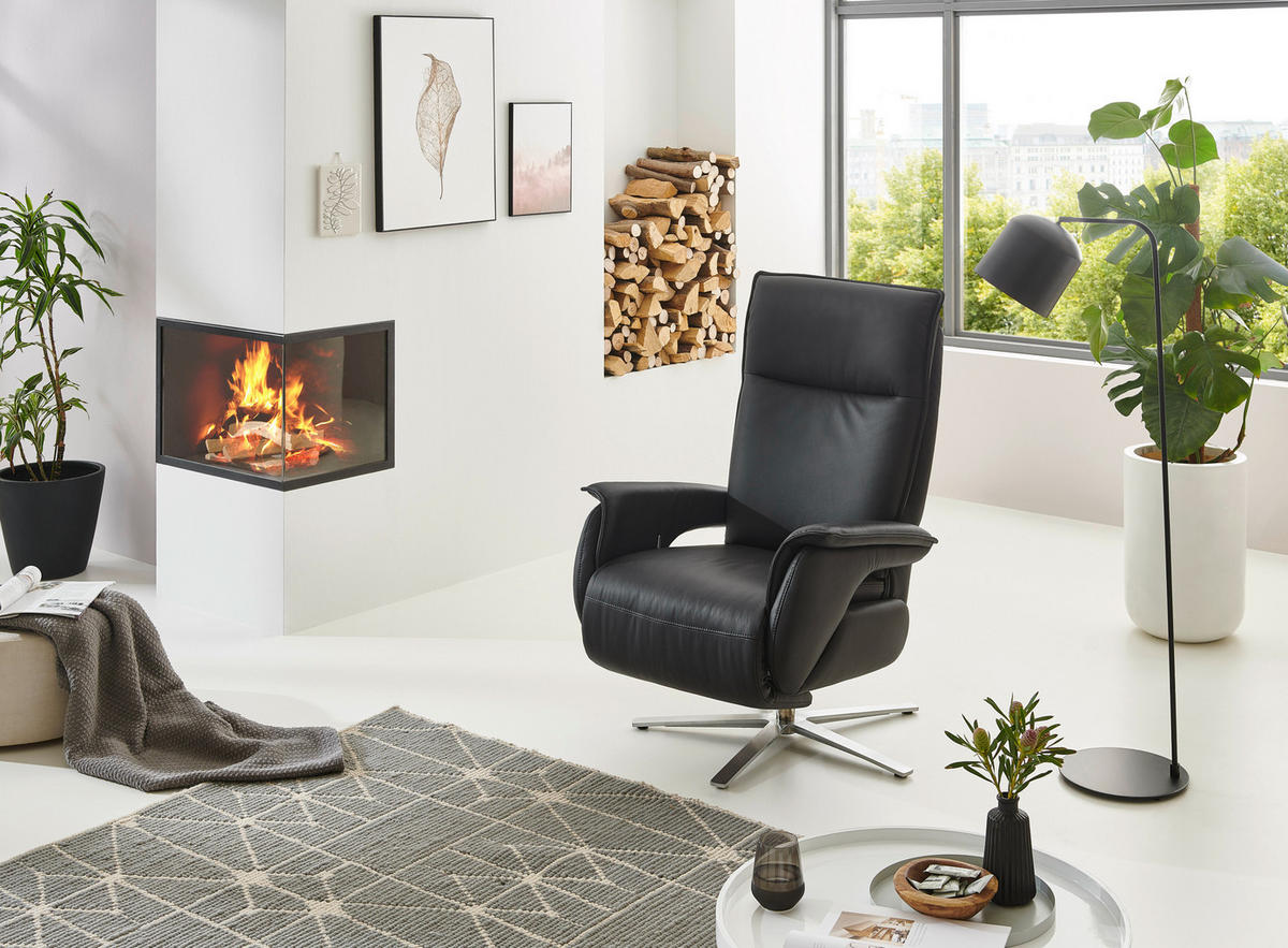 RELAXSESSEL in Leder Anthrazit  - Anthrazit, Modern, Leder (77/116/80cm) - Livetastic