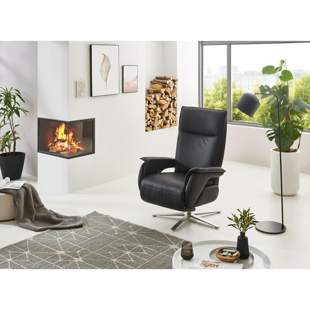 Thumbnail - Livetastic Relaxsessel, Anthrazit, Leder, Echtleder, Nappaleder, 77x116x80 cm, Made in EU, Relaxfunktion, Wohnzimmer, Se...
