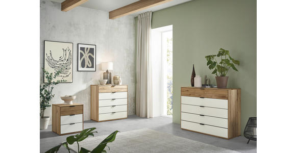 NACHTSCHRANK 50/58,4/44 cm Eiche massiv - Kaschmir/Eichefarben, Natur, Glas/Holz (50/58,4/44cm) - Valnatura