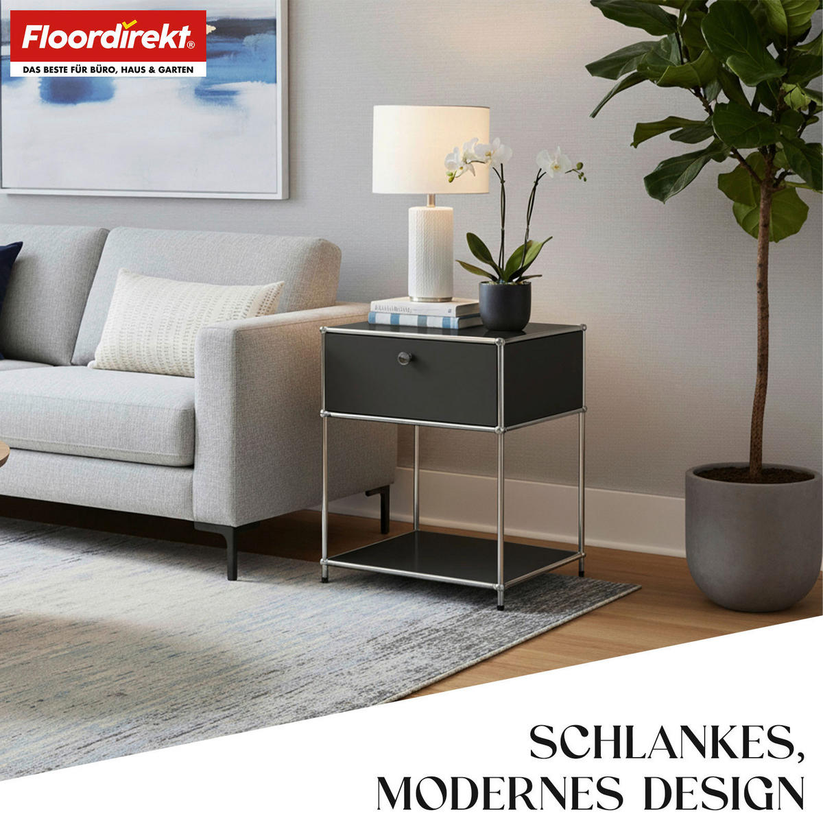 STANDREGAL Schwarz  - Schwarz, Basics, Metall (50/65/40cm) - Floordirekt