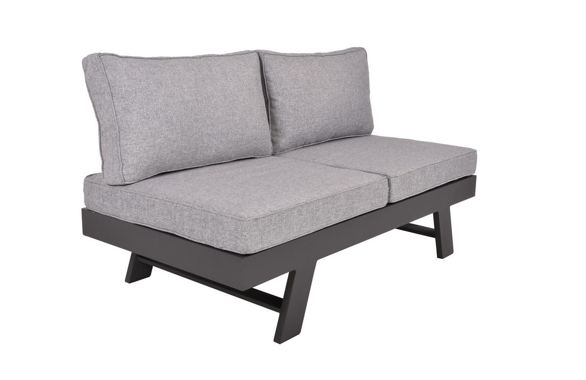 LOUNGEGARNITUR 3-teilig   Aluminium  - Schwarz/Grau, Basics, Kunststoff/Textil - Gardenson