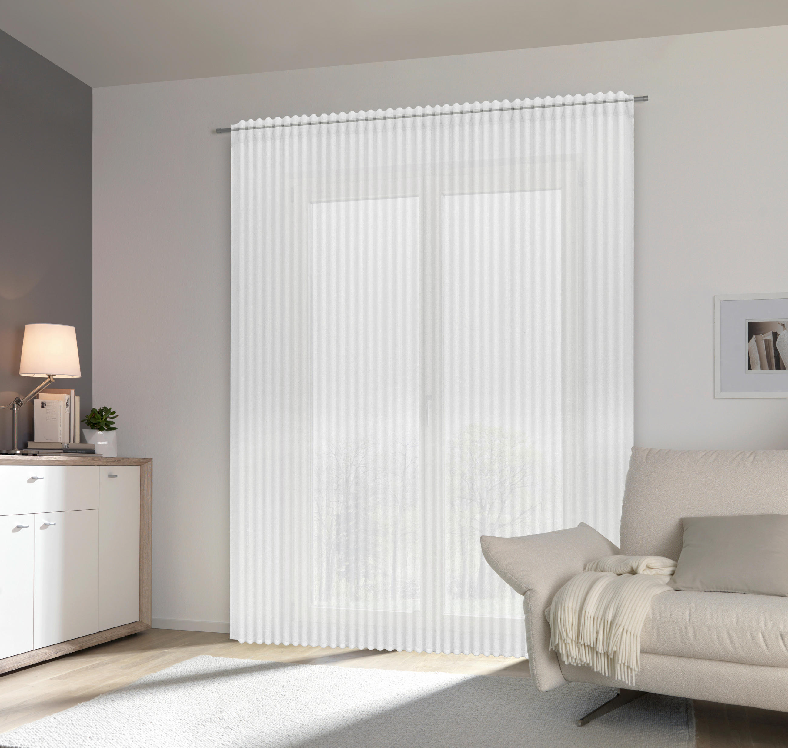 FERTIGSTORE  halbtransparent   600/245 cm  - Weiß, Basics, Textil (600/245cm) - Esposa
