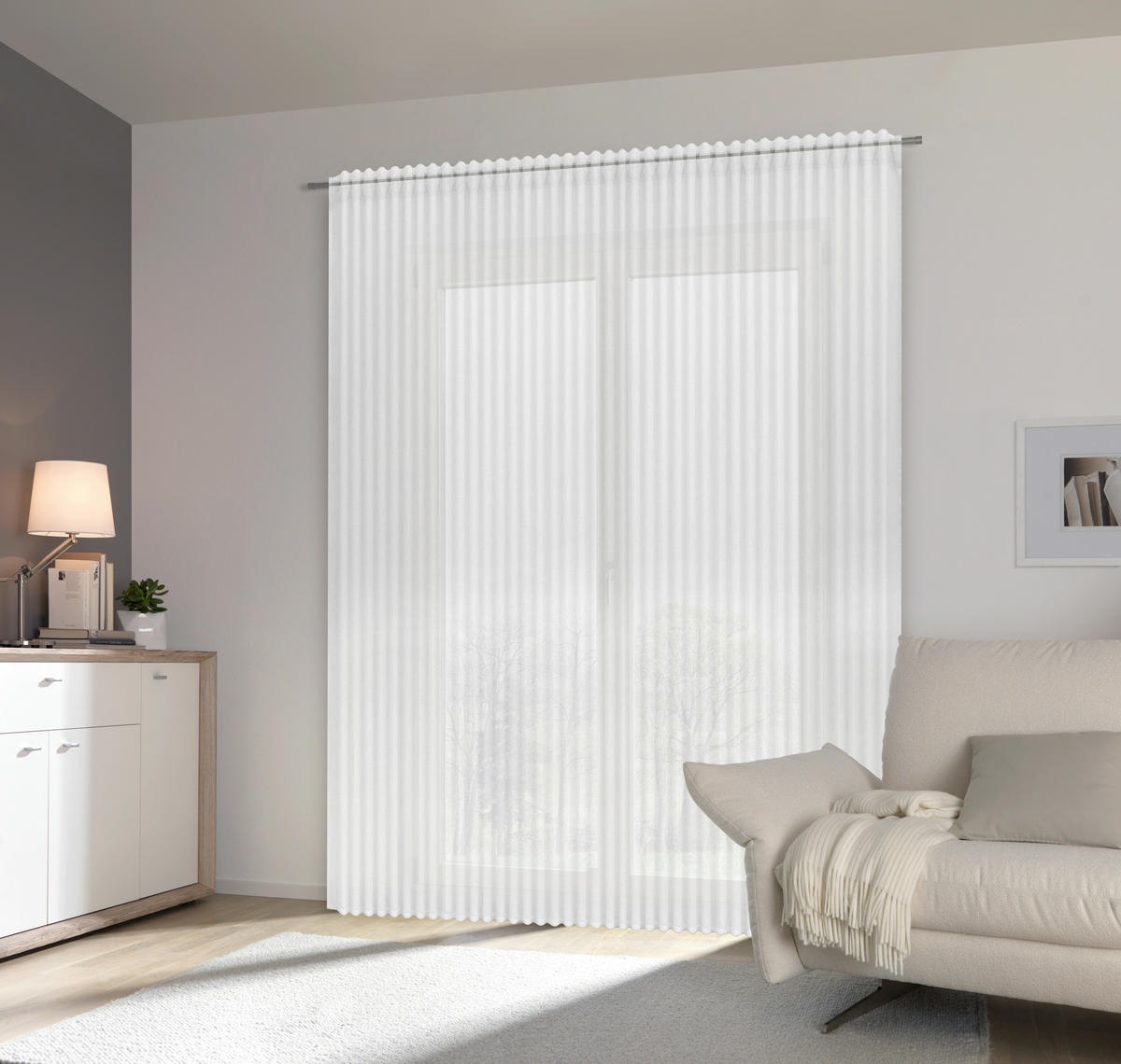 FERTIGSTORE  halbtransparent   600/245 cm  - Weiß, Basics, Textil (600/245cm) - Esposa