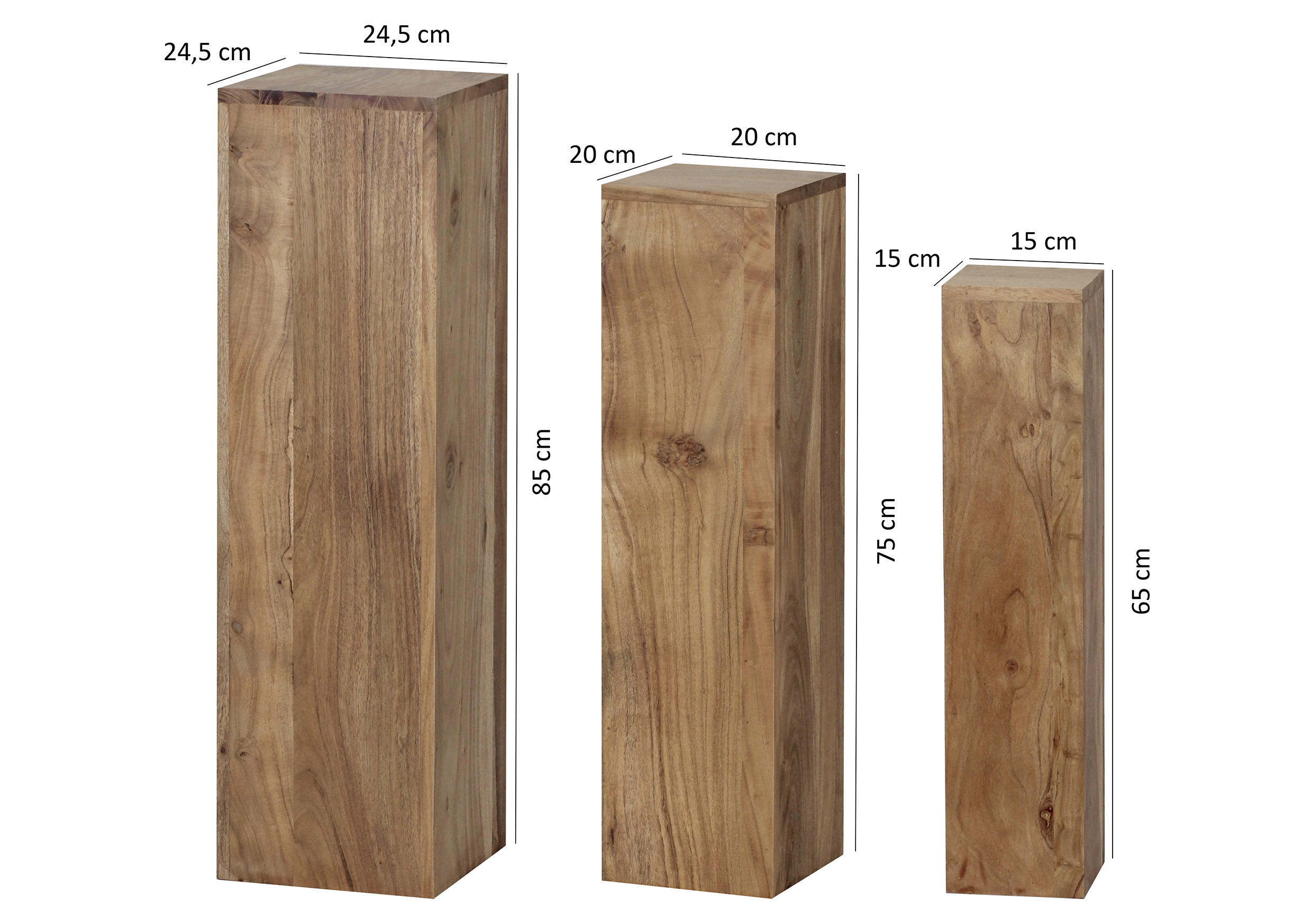 Beistelltischset "WL1.567" , Holz Akazie massiv  - Akaziefarben, MODERN, Holz (24,5/85/24,5cm) - MID.YOU