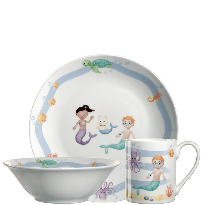 KINDERGESCHIRRSET  - Weiß/Hellblau, Trend, Stein (21,3/21,5/9,5cm) - Leonardo