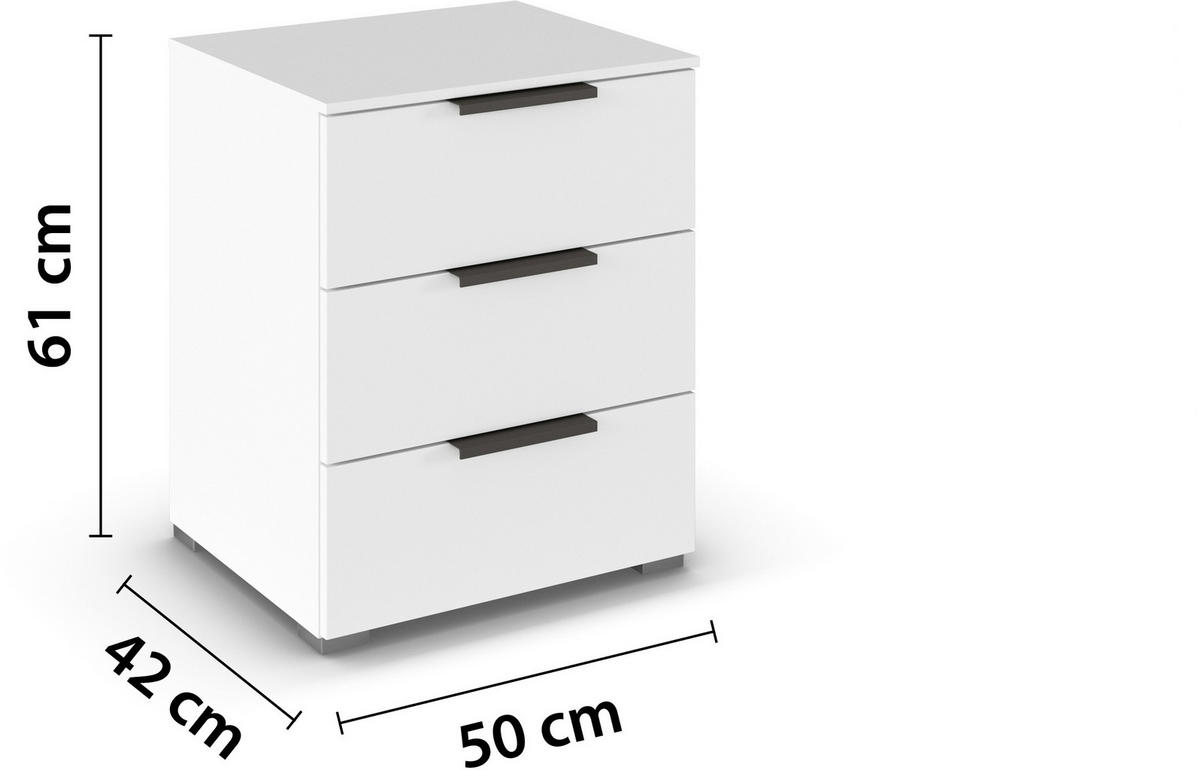 NACHTTISCH 50/61/42 cm  in Weiss  - Weiss/Silberfarben, Trend, Holzwerkstoff/Metall (50/61/42cm) - Novel