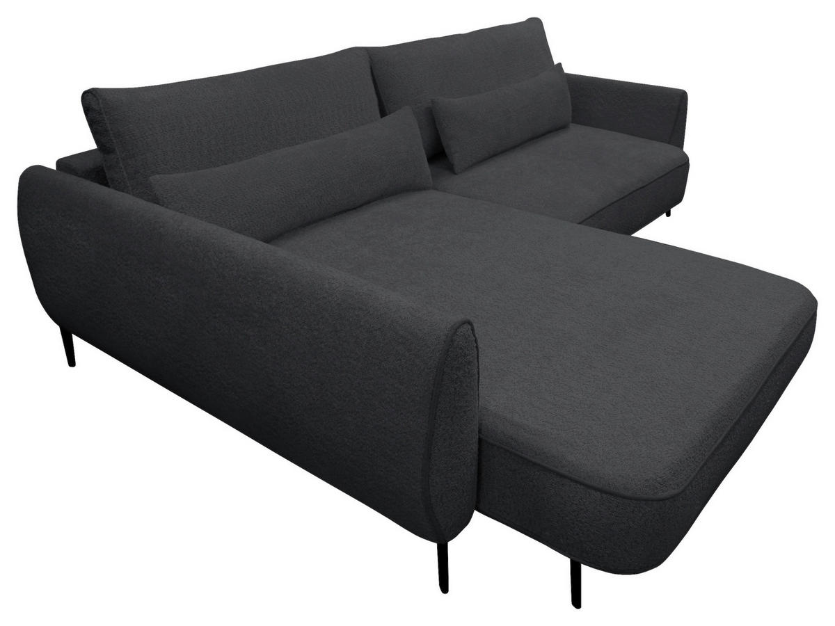 ECKSOFA Dunkelgrau Bouclé  - Dunkelgrau/Creme, Design, Textil/Metall (204/273cm) - MID.YOU