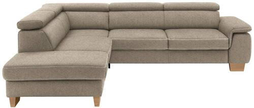 ECKSOFA in Mikrofaser Greige  - Greige/Eichefarben, Natur, Holz/Textil (226/273cm) - Beldomo System