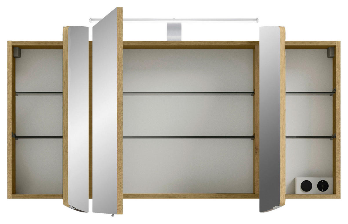 SPIEGELSCHRANK 120/67/17 cm  - Chromfarben/Eichefarben, KONVENTIONELL, Glas/Holzwerkstoff (120/67/17cm) - Pelipal