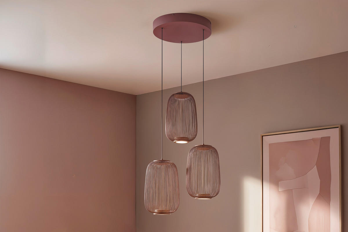 LED-HÄNGELEUCHTE 40/50-150 cm    - Kupferfarben, Design, Kunststoff/Metall (40/50-150cm) - Dieter Knoll