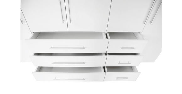 DREHTÜRENSCHRANK in Weiß, Weiß Hochglanz - Weiß Hochglanz/Alufarben, KONVENTIONELL, Holzwerkstoff/Metall (244/218,6/59,4cm) - Xora