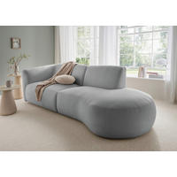 ECKSOFA in Mikrofaser Silberfarben  - Silberfarben/Schwarz, Modern, Kunststoff/Textil (238/107cm) - Livetastic