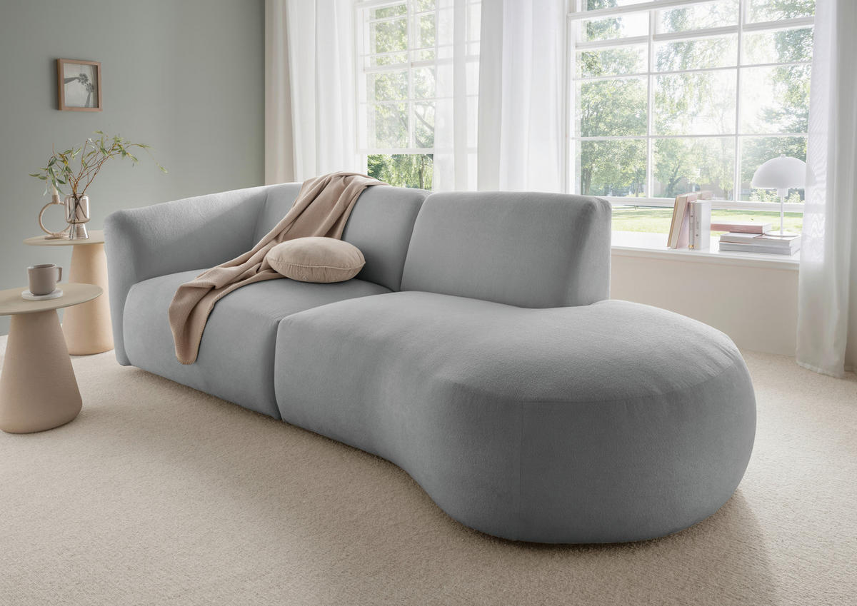 ECKSOFA in Mikrofaser Silberfarben  - Silberfarben/Schwarz, Modern, Kunststoff/Textil (238/107cm) - Livetastic
