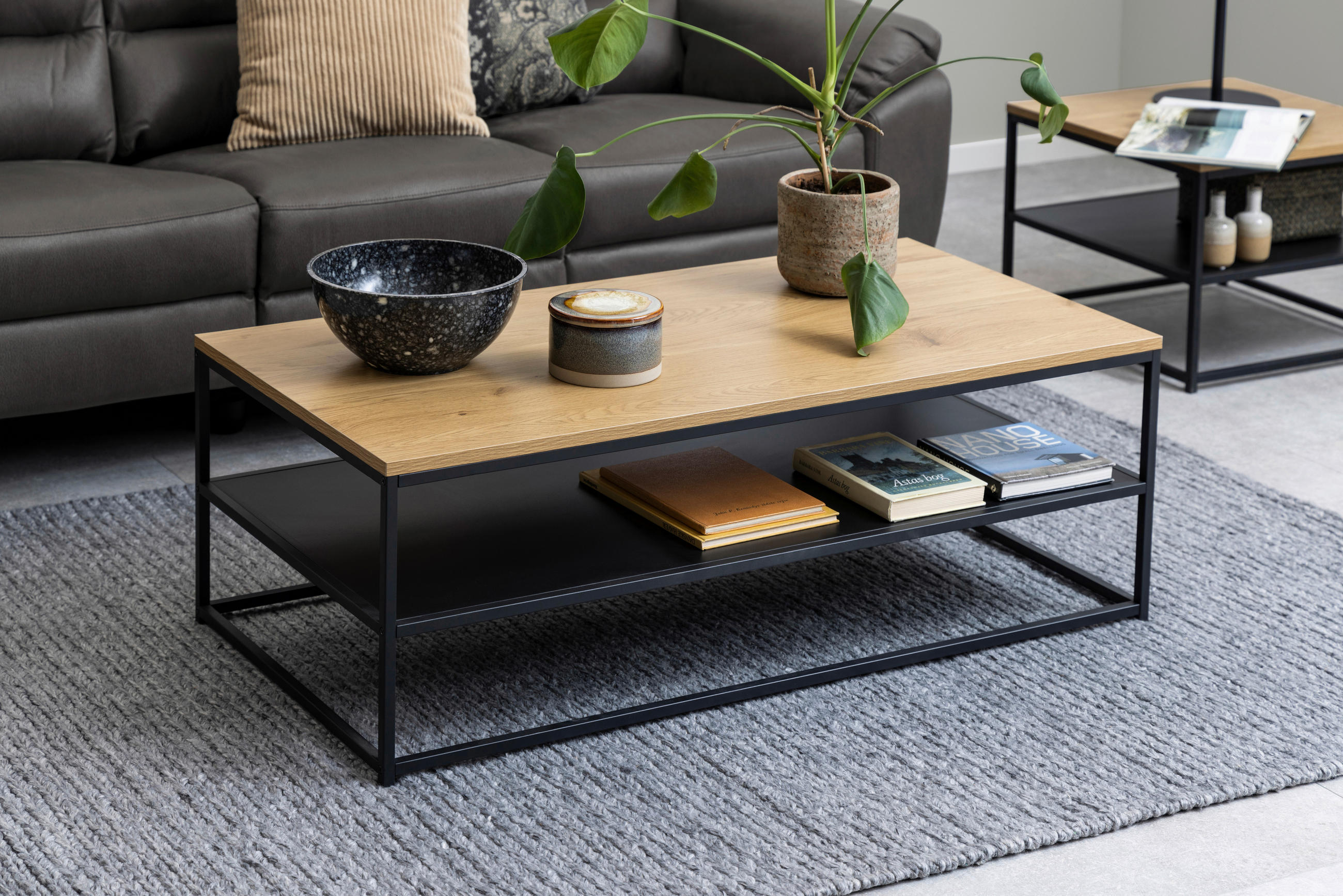 SOFFBORD i trämaterial 120/60/42 cm  - svart/ekfärgad, Trend, metall/trämaterial (120/60/42cm) - Best Price