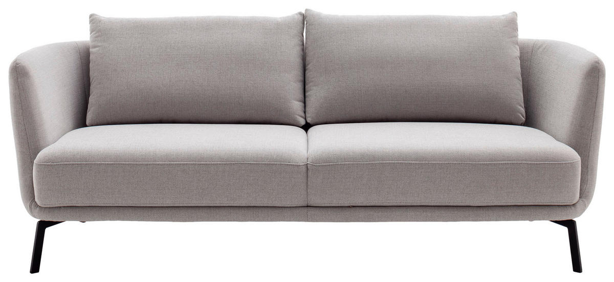 3-SITZER-SOFA Flachgewebe Platinfarben  - Platinfarben/Schwarz, Design, Textil/Metall (210/71/91cm) - Schöner Wohnen