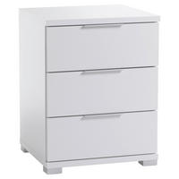 Noptieră, 46/61/42 cm, alb - alb/culoare aluminiu, Konventionell, plastic/material pe bază de lemn (46/61/42cm) - Xora