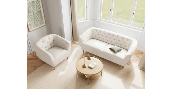 CHESTERFIELD-SOFA Flachgewebe Beige  - Eichefarben/Beige, Trend, Holz/Textil (191/78/84cm) - Ambia Home