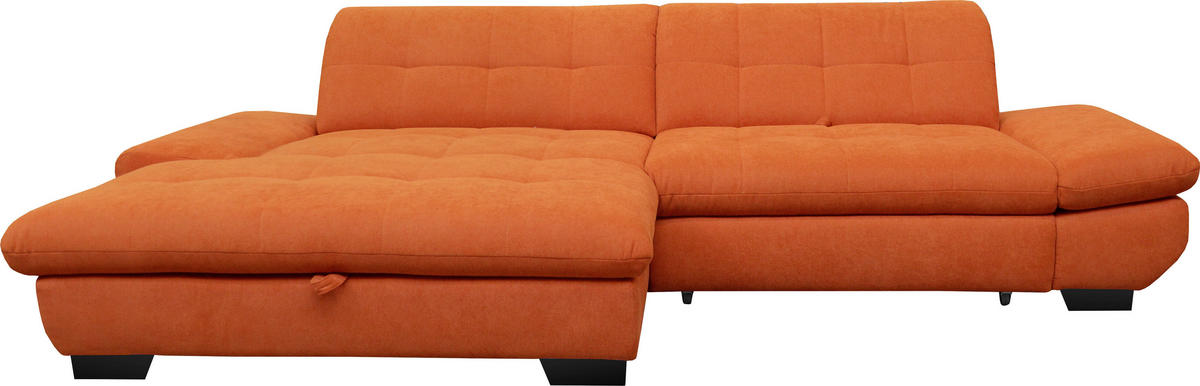 ECKSOFA  in Mikrofaser Orange  198/290 cm  - Schwarz/Orange, Design, Textil/Metall (198/290cm) - Xora