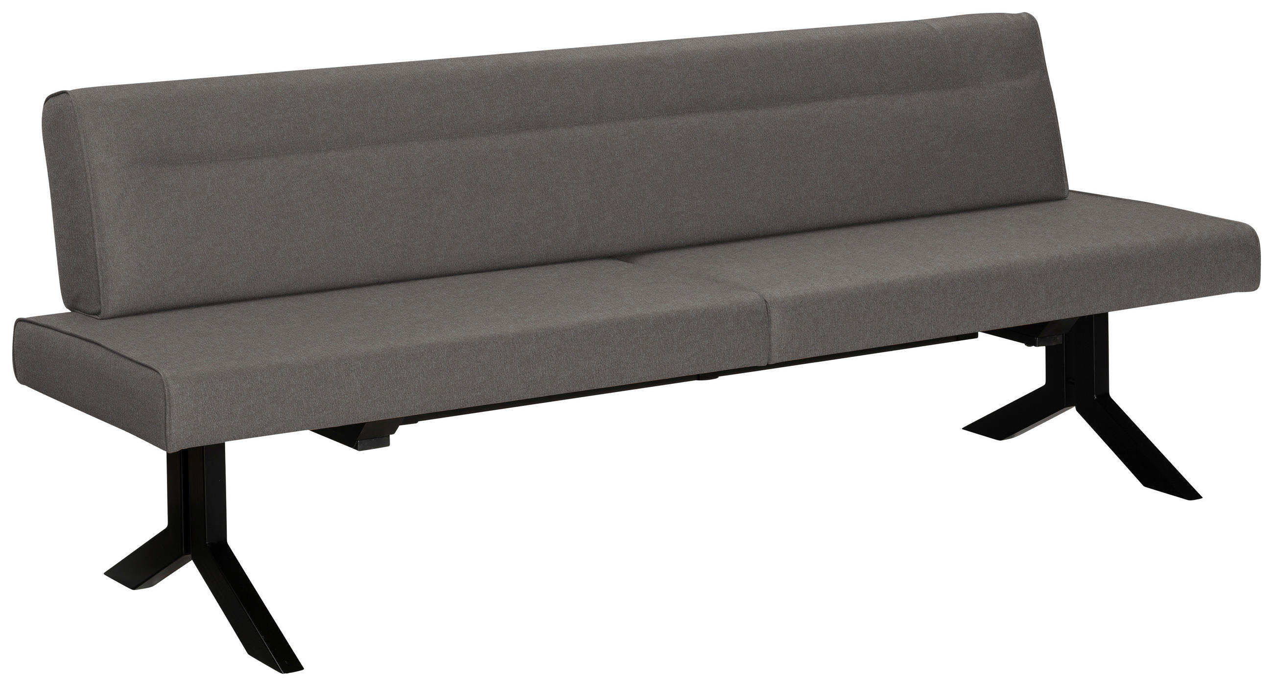 SITZBANK 220/87/70 cm Lederlook (vegan) Dunkelgrau Metall  - Dunkelgrau/Schwarz, KONVENTIONELL, Textil/Metall (220/87/70cm) - Moderano
