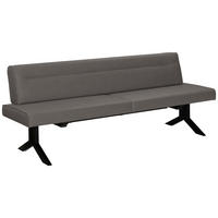 SITZBANK 220/87/70 cm Lederlook (vegan) Dunkelgrau Metall  - Dunkelgrau/Schwarz, KONVENTIONELL, Textil/Metall (220/87/70cm) - Moderano