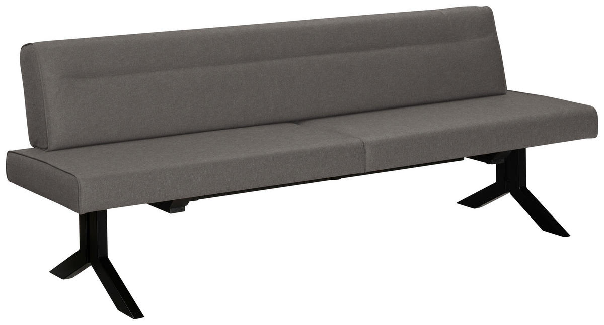 SITZBANK 220/87/70 cm Lederlook (vegan) Dunkelgrau Metall  - Dunkelgrau/Schwarz, KONVENTIONELL, Textil/Metall (220/87/70cm) - Moderano