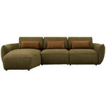 ECKSOFA  in Chenille Dunkelgrün  190/340 cm  - Dunkelgrün/Schwarz, Design, Kunststoff/Textil (190/340cm) - Belluti