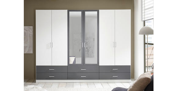 DREHTÜRENSCHRANK in Graphitfarben, Weiß - Alufarben/Graphitfarben, KONVENTIONELL, Glas/Holzwerkstoff (272/211/55cm) - Carryhome