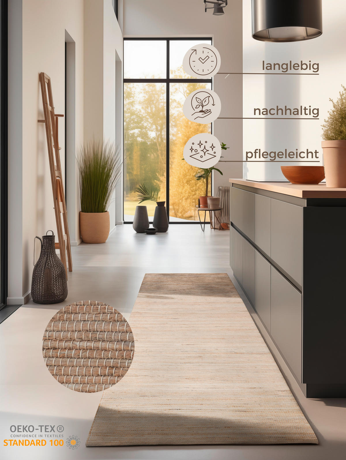 LÄUFER 80/200 cm Handloom 1.0  - Beige, Basics, Textil (80/200cm) - Linea Natura