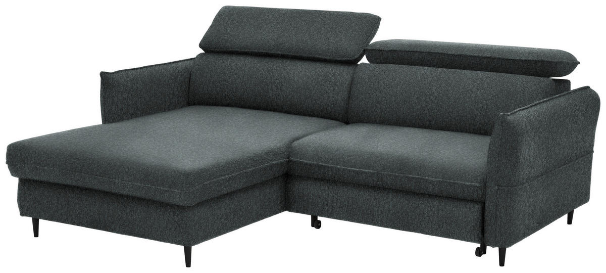 ECKSOFA in Struktur Petrol  - Petrol/Schwarz, Design, Holz/Textil (185/232cm) - Stylife