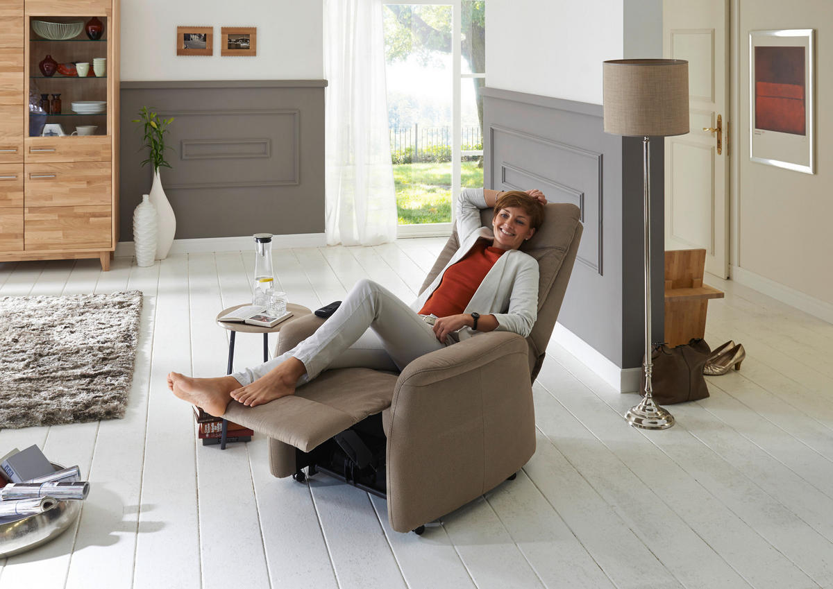 FERNSEHSESSEL  mit Relaxfunktion, Aufstehhilfe Mikrofaser Graubraun  - Graubraun/Schwarz, KONVENTIONELL, Textil (78/108/90cm) - Hukla