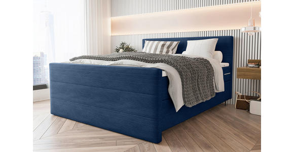 BOXSPRINGBETT 180/200 cm  in Dunkelblau  - Schwarz/Dunkelblau, KONVENTIONELL, Textil/Metall (180/200cm) - Carryhome