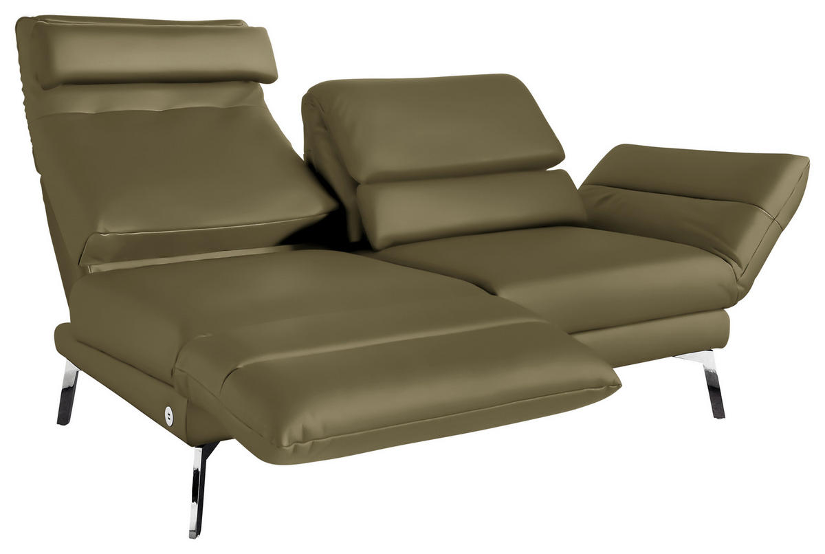2-SITZER-SOFA Echtleder Grün  - Chromfarben/Grün, Design, Leder/Metall (178-226/82/96-177cm) - Dieter Knoll