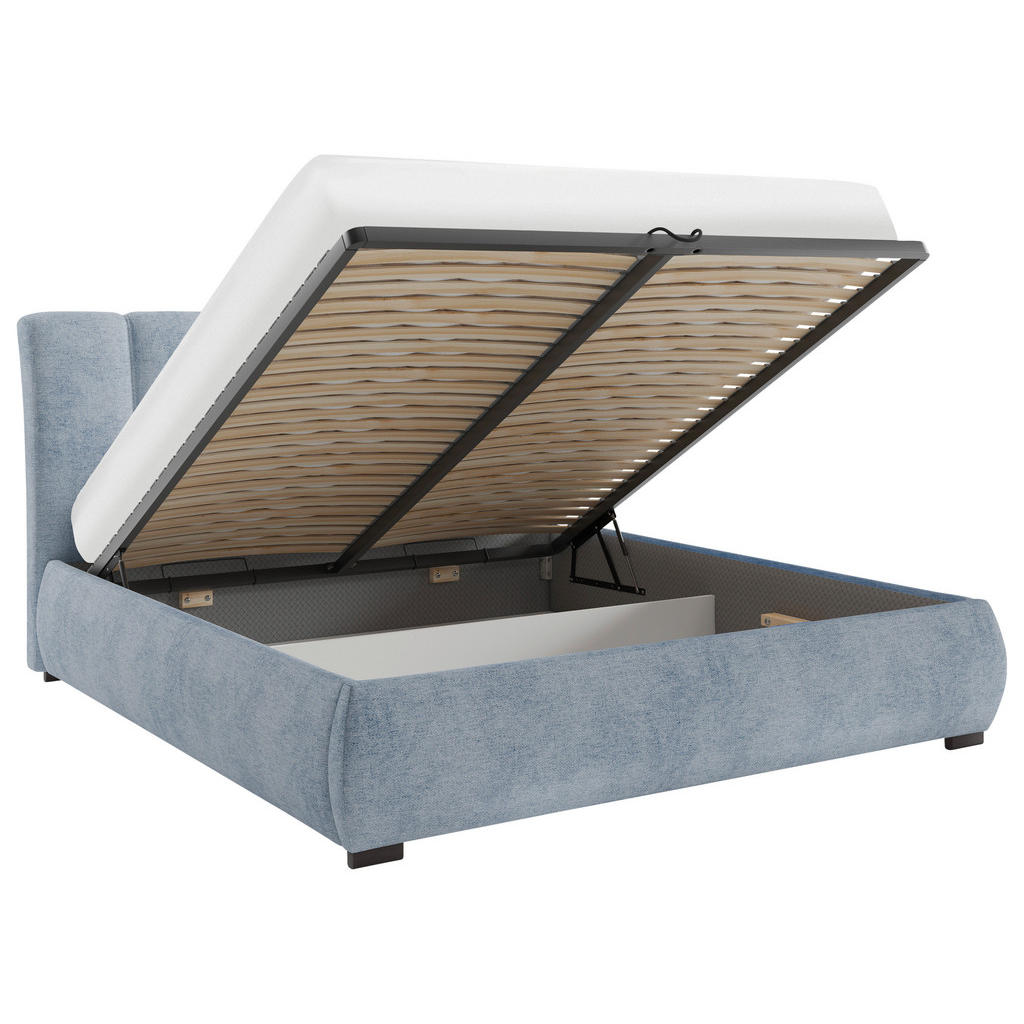 Thumbnail - Mid.you Polsterbett, Blau, Metall, Buche, 160x200 cm, Bettkasten, Lattenrost, gepolstertes Kopfteil, in verschiedenen Gr...