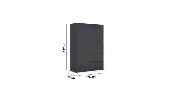 KLEIDERSCHRANK 3-türig Grau - Grau, Trend, Holzwerkstoff/Kunststoff (136/197/54cm) - Xora