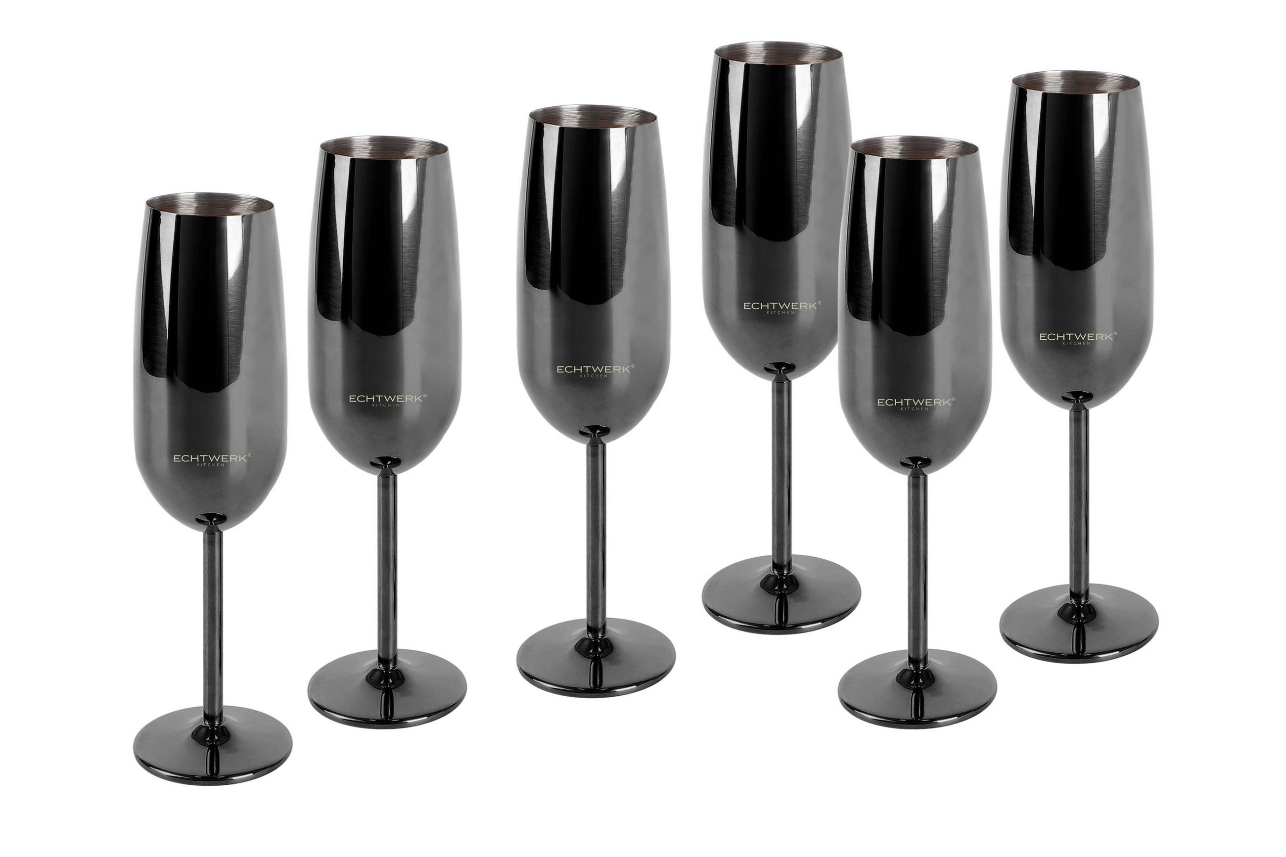 GLÄSERSET 6-teilig - Schwarz, Trend, Metall (22,5cm) - Echtwerk