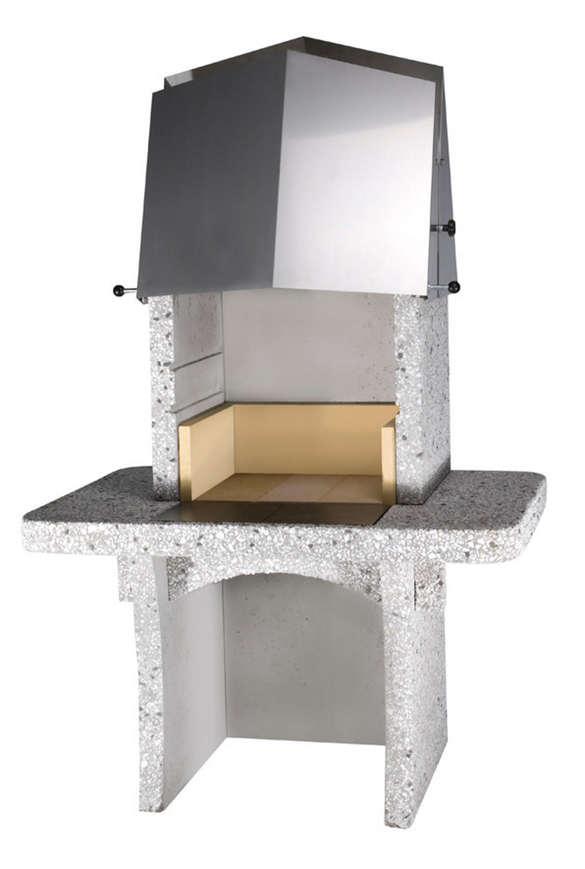 HOLZKOHLEGRILL - Weiss, Design, Stein (110/170/95cm) - Nouvel